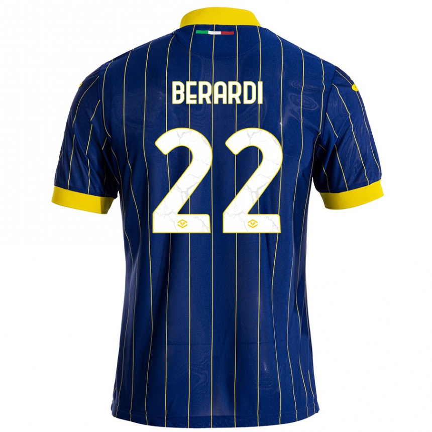 Kids Football Alessandro Berardi #22 Blue Yellow Home Jersey 2024/25 T-Shirt Za