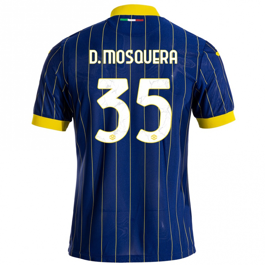 Kids Football Daniel Mosquera #35 Blue Yellow Home Jersey 2024/25 T-Shirt Za