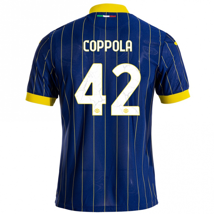 Kids Football Diego Coppola #42 Blue Yellow Home Jersey 2024/25 T-Shirt Za