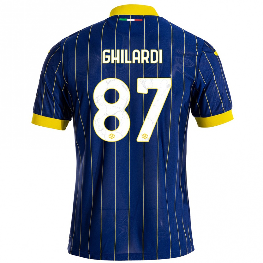 Kids Football Daniele Ghilardi #87 Blue Yellow Home Jersey 2024/25 T-Shirt Za