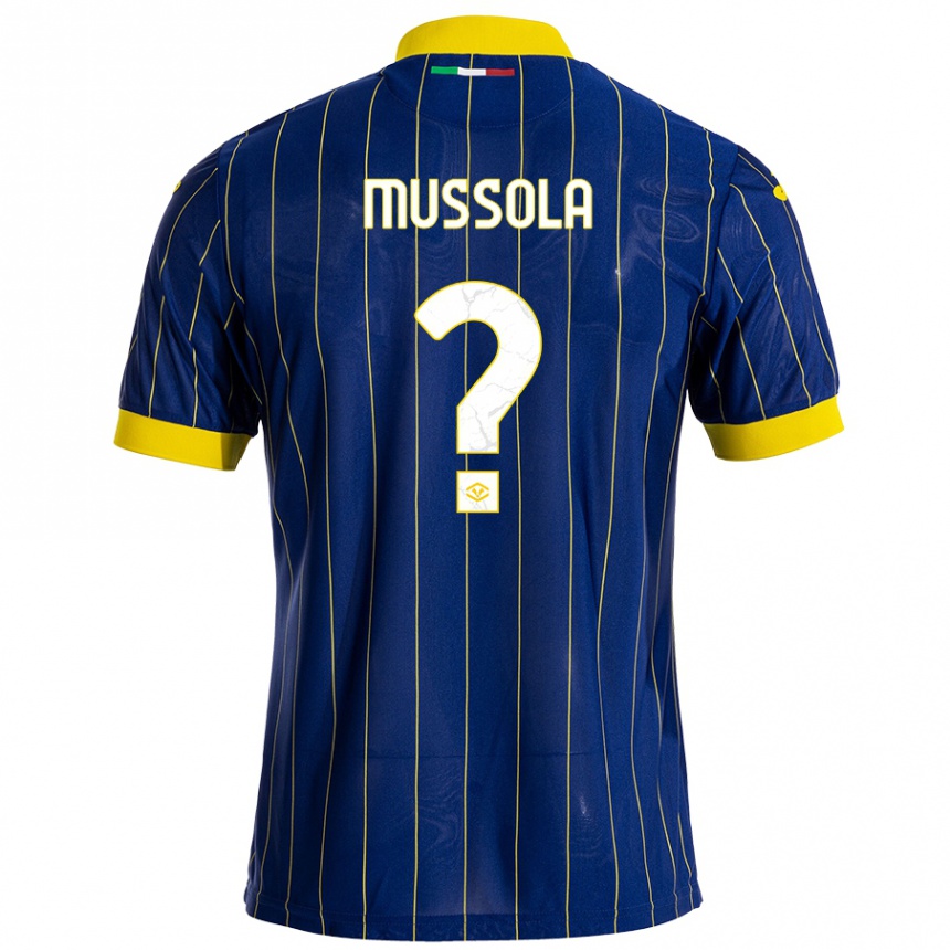 Kids Football Matteo Mussola #0 Blue Yellow Home Jersey 2024/25 T-Shirt Za