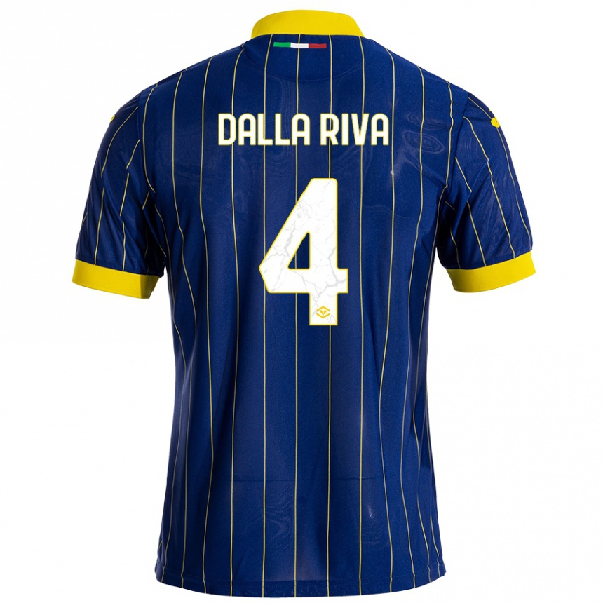 Kids Football Stefano Dalla Riva #4 Blue Yellow Home Jersey 2024/25 T-Shirt Za