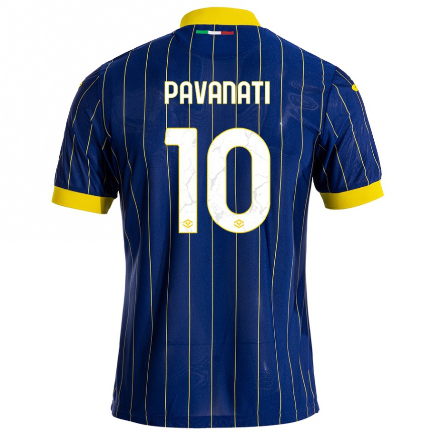 Kids Football Alessandro Pavanati #10 Blue Yellow Home Jersey 2024/25 T-Shirt Za