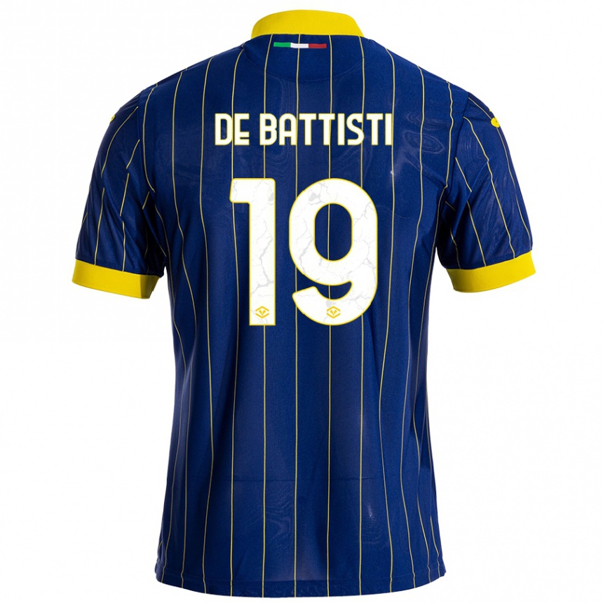 Kids Football Davide De Battisti #19 Blue Yellow Home Jersey 2024/25 T-Shirt Za