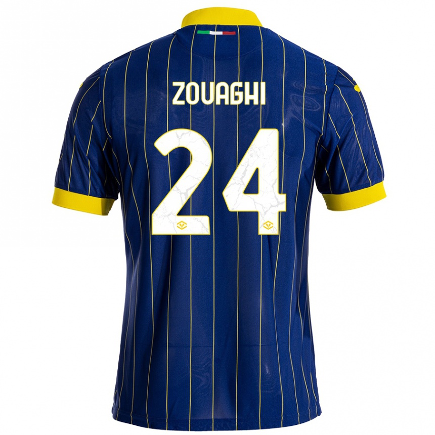 Kids Football Thomas Zouaghi #24 Blue Yellow Home Jersey 2024/25 T-Shirt Za