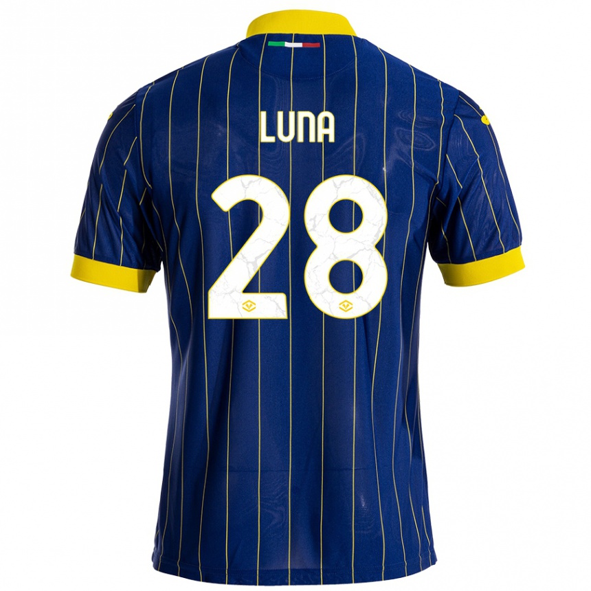 Kids Football Agustín Luna #28 Blue Yellow Home Jersey 2024/25 T-Shirt Za