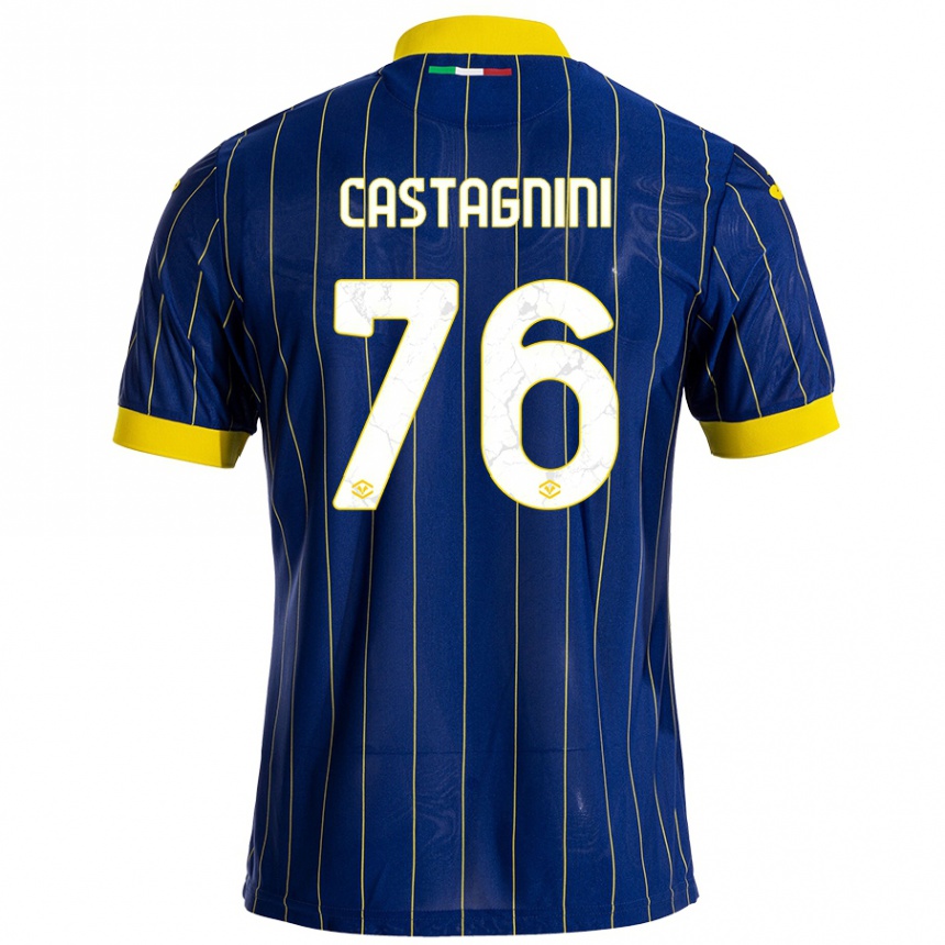 Kids Football Mirko Castagnini #76 Blue Yellow Home Jersey 2024/25 T-Shirt Za