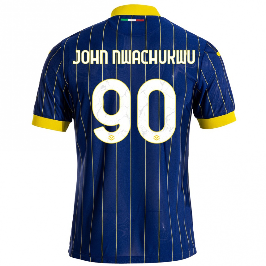 Kids Football Samuel John Nwachukwu #90 Blue Yellow Home Jersey 2024/25 T-Shirt Za