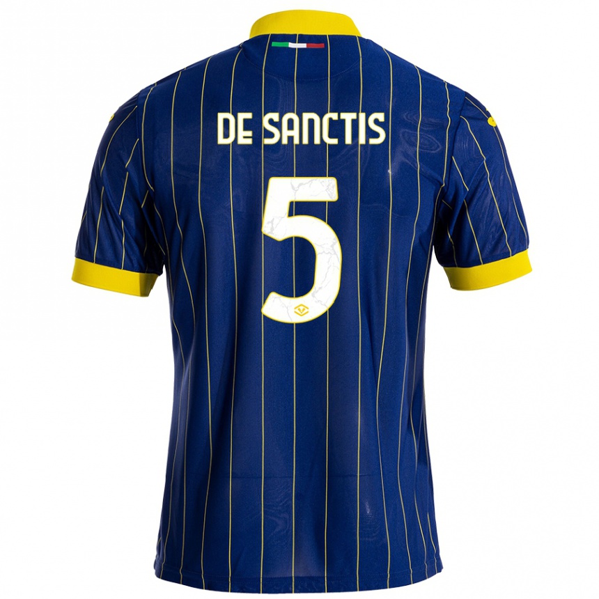 Kids Football Aurora De Sanctis #5 Blue Yellow Home Jersey 2024/25 T-Shirt Za