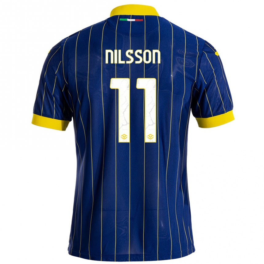 Kids Football Sara Nilsson #11 Blue Yellow Home Jersey 2024/25 T-Shirt Za