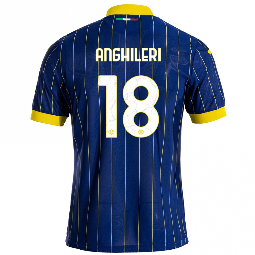 Kids Football Federica Anghileri #18 Blue Yellow Home Jersey 2024/25 T-Shirt Za