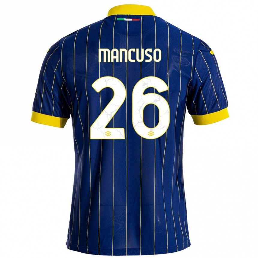 Kids Football Giulia Mancuso #26 Blue Yellow Home Jersey 2024/25 T-Shirt Za