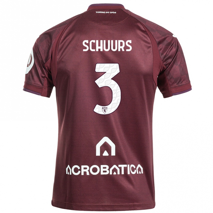 Kids Football Perr Schuurs #3 Maroon White Home Jersey 2024/25 T-Shirt Za