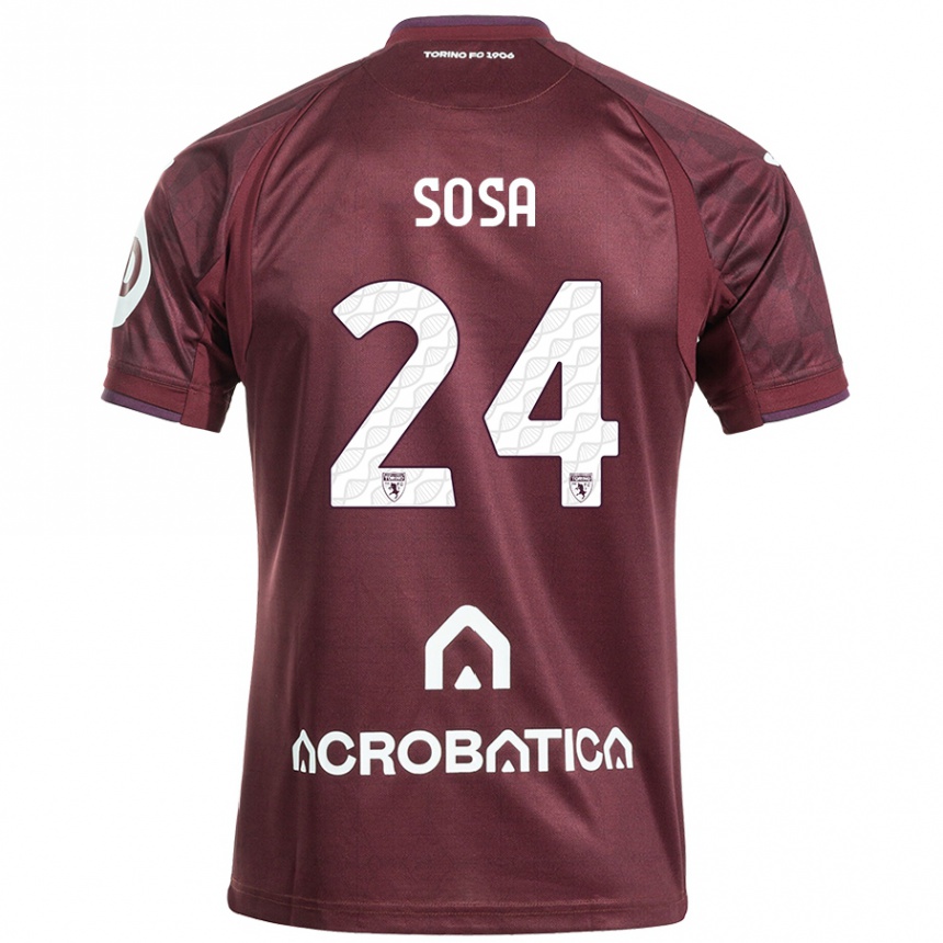 Kids Football Borna Sosa #24 Maroon White Home Jersey 2024/25 T-Shirt Za