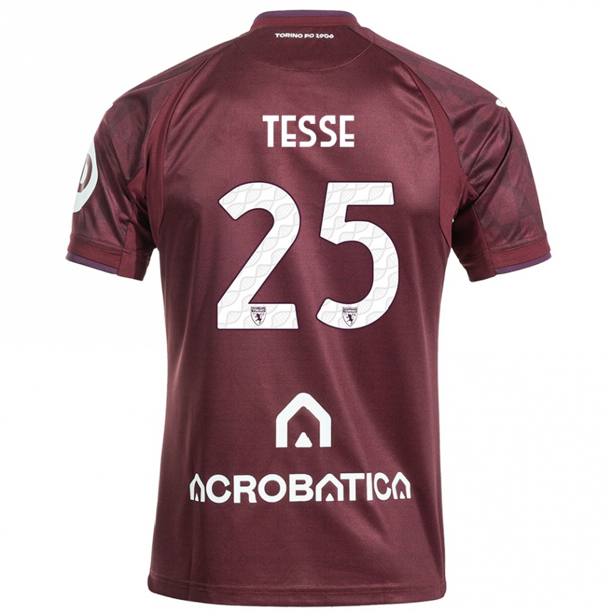 Kids Football Manuela Tesse #25 Maroon White Home Jersey 2024/25 T-Shirt Za