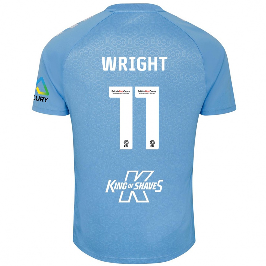 Kids Football Haji Wright #11 Blue White Home Jersey 2024/25 T-Shirt Za