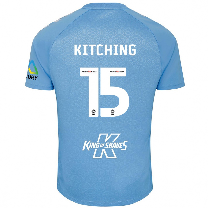 Kids Football Liam Kitching #15 Blue White Home Jersey 2024/25 T-Shirt Za