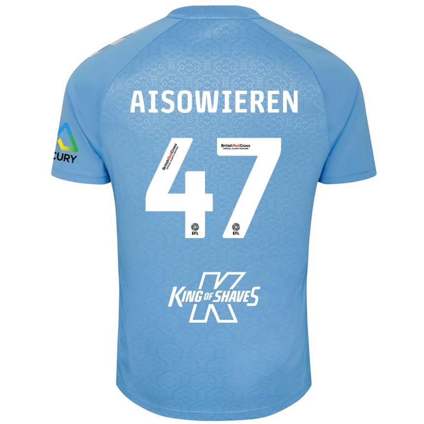 Kids Football Evan Eghosa Aisowieren #47 Blue White Home Jersey 2024/25 T-Shirt Za