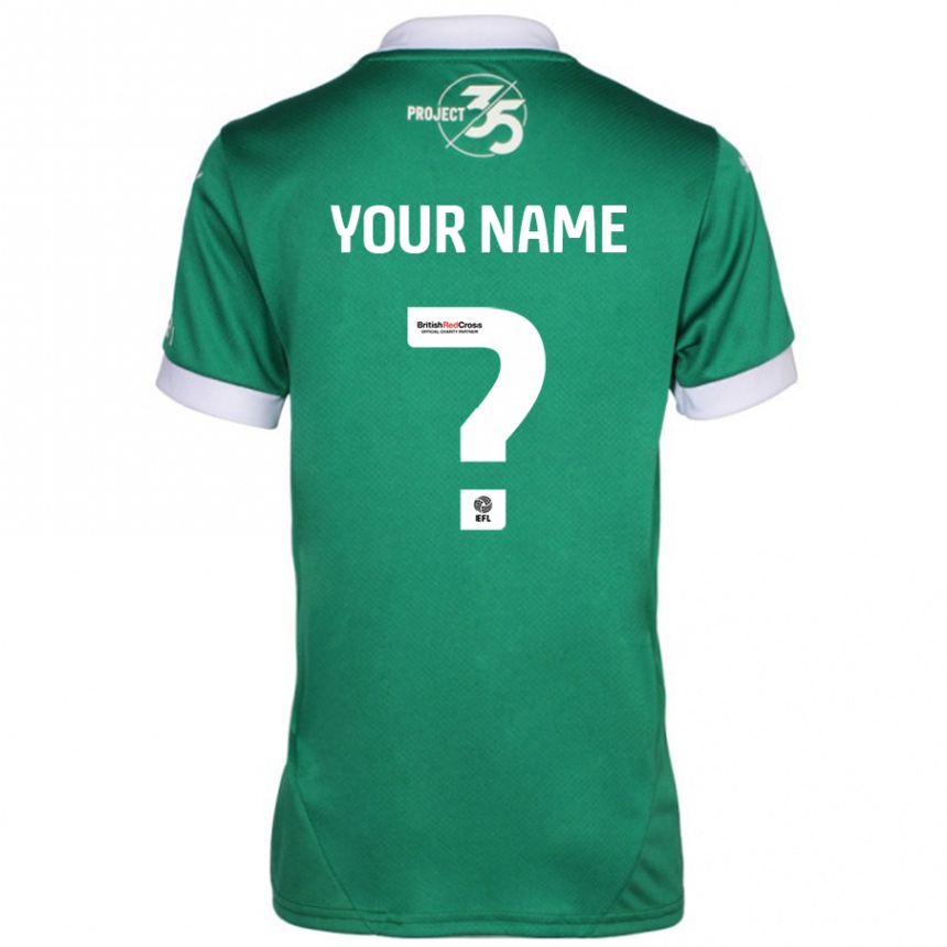 Kids Football Your Name #0 Green White Home Jersey 2024/25 T-Shirt Za