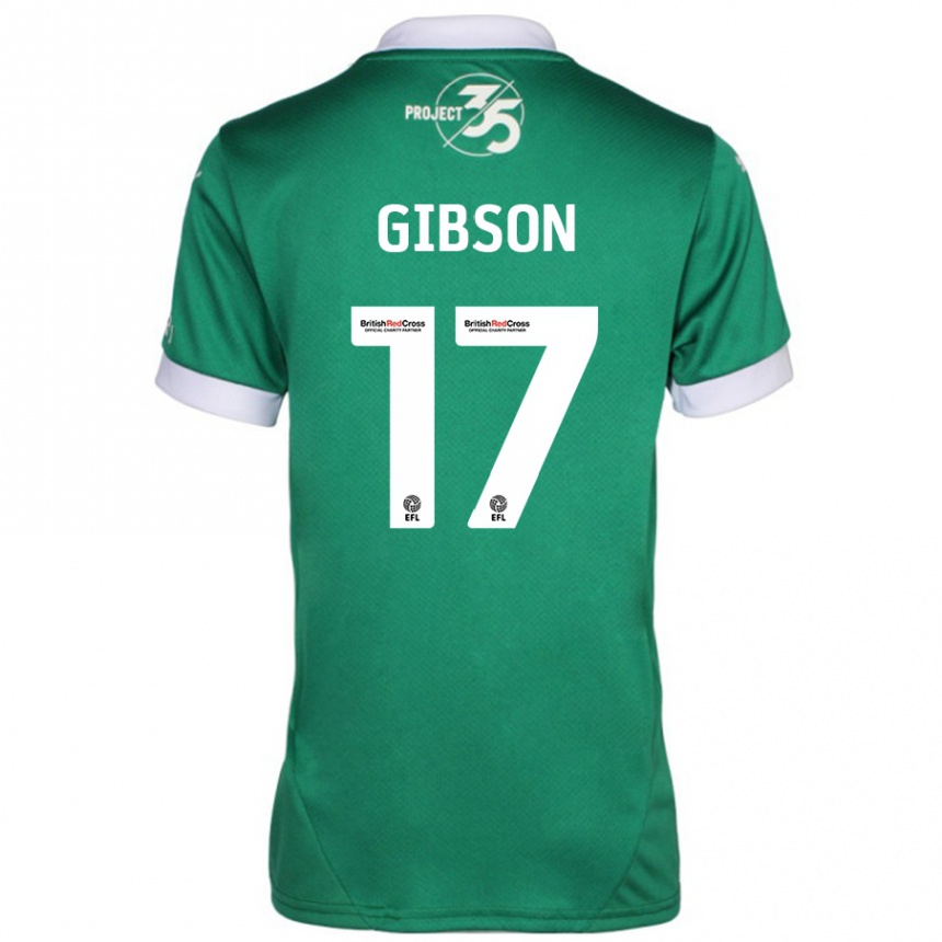 Kids Football Lewis Gibson #17 Green White Home Jersey 2024/25 T-Shirt Za