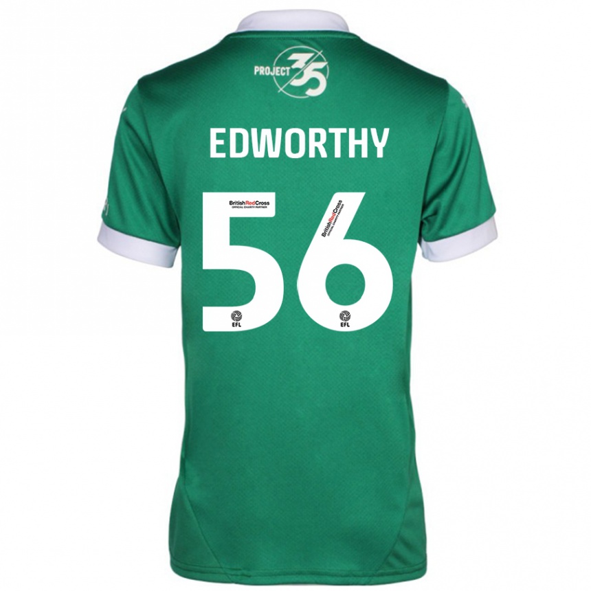 Kids Football Kieran Edworthy #56 Green White Home Jersey 2024/25 T-Shirt Za