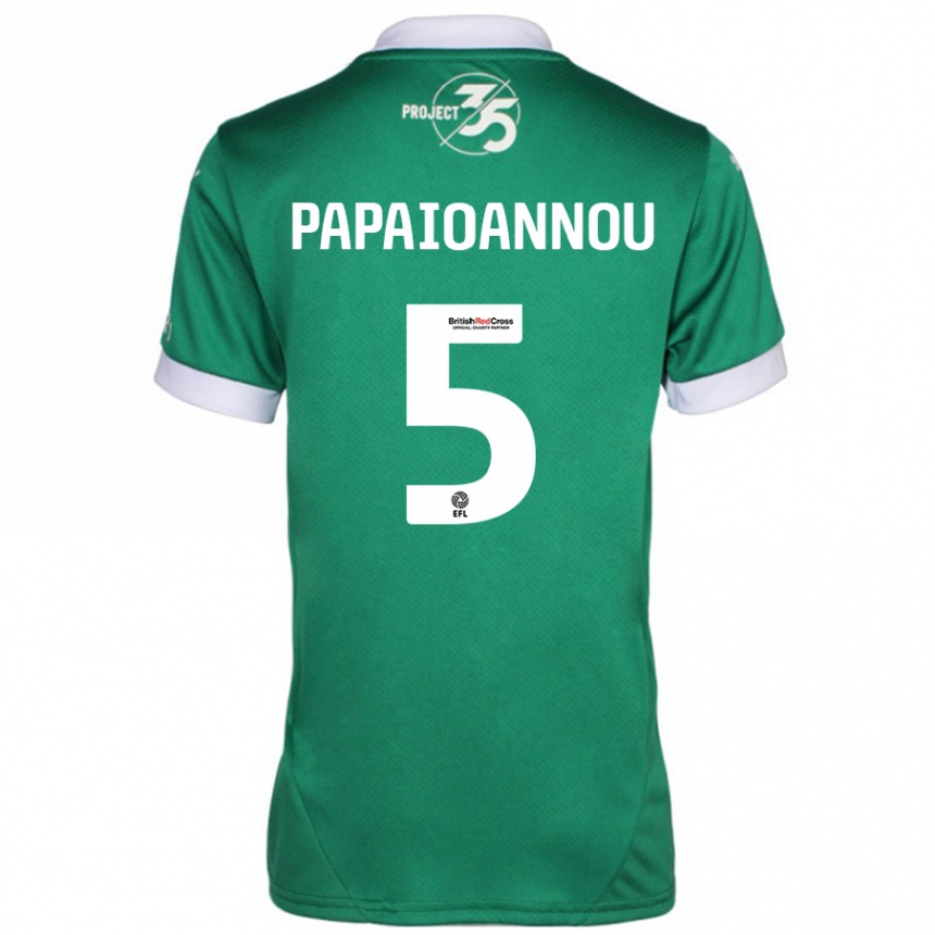 Kids Football Panagiota Papaioannou #5 Green White Home Jersey 2024/25 T-Shirt Za