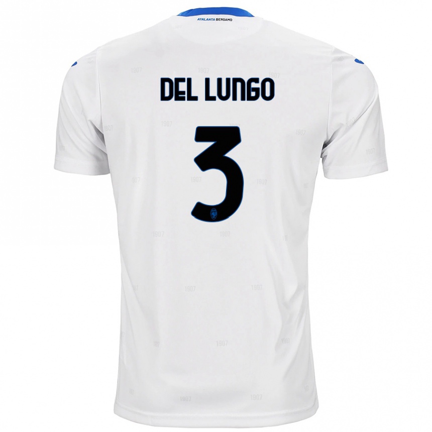 Kids Football Tommaso Del Lungo #3 White Away Jersey 2024/25 T-Shirt Za