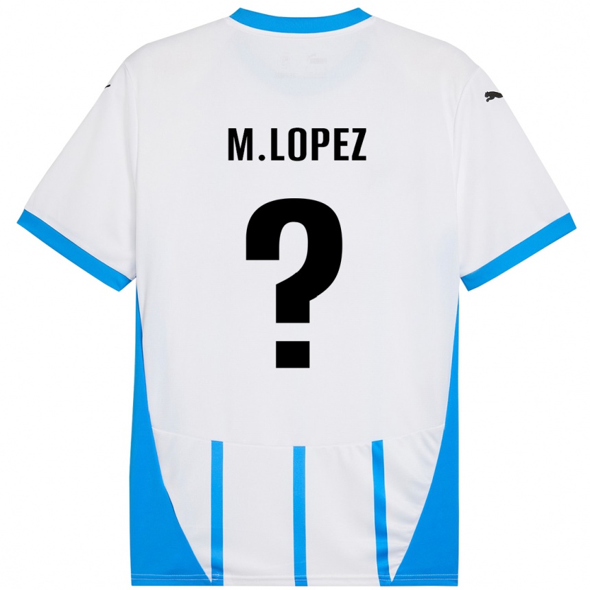 Kids Football Maxime López #0 White Blue Away Jersey 2024/25 T-Shirt Za