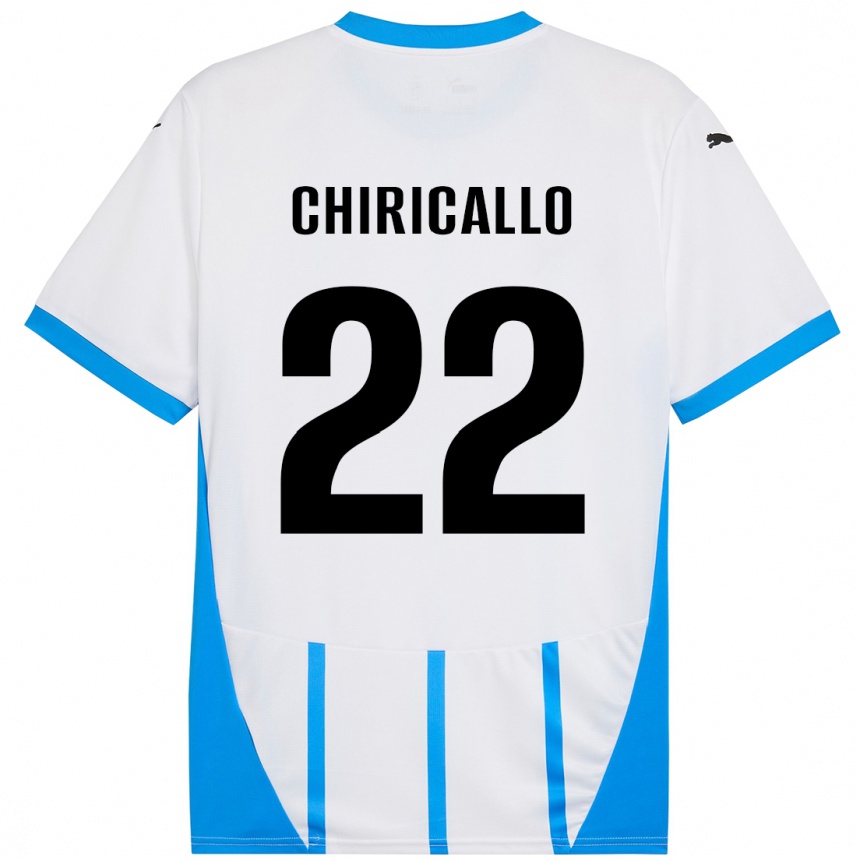 Kids Football Giovanni Chiricallo #22 White Blue Away Jersey 2024/25 T-Shirt Za