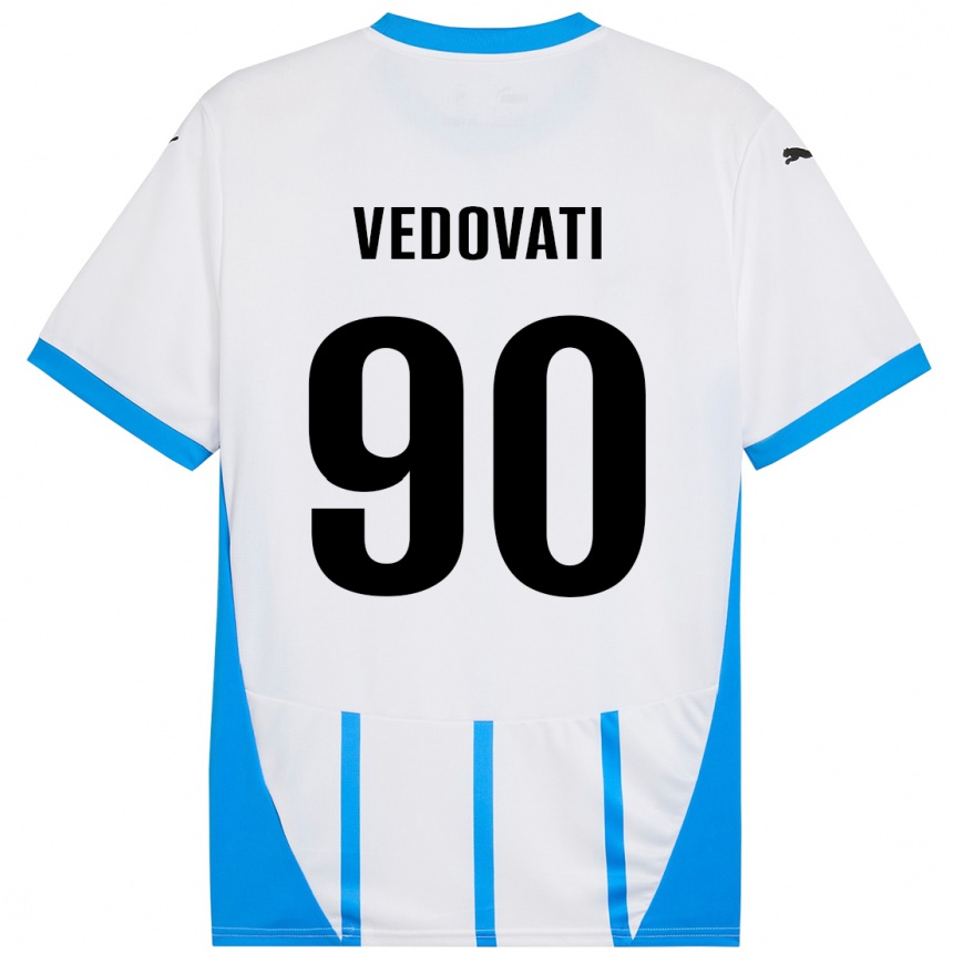 Kids Football Gabriele Vedovati #90 White Blue Away Jersey 2024/25 T-Shirt Za