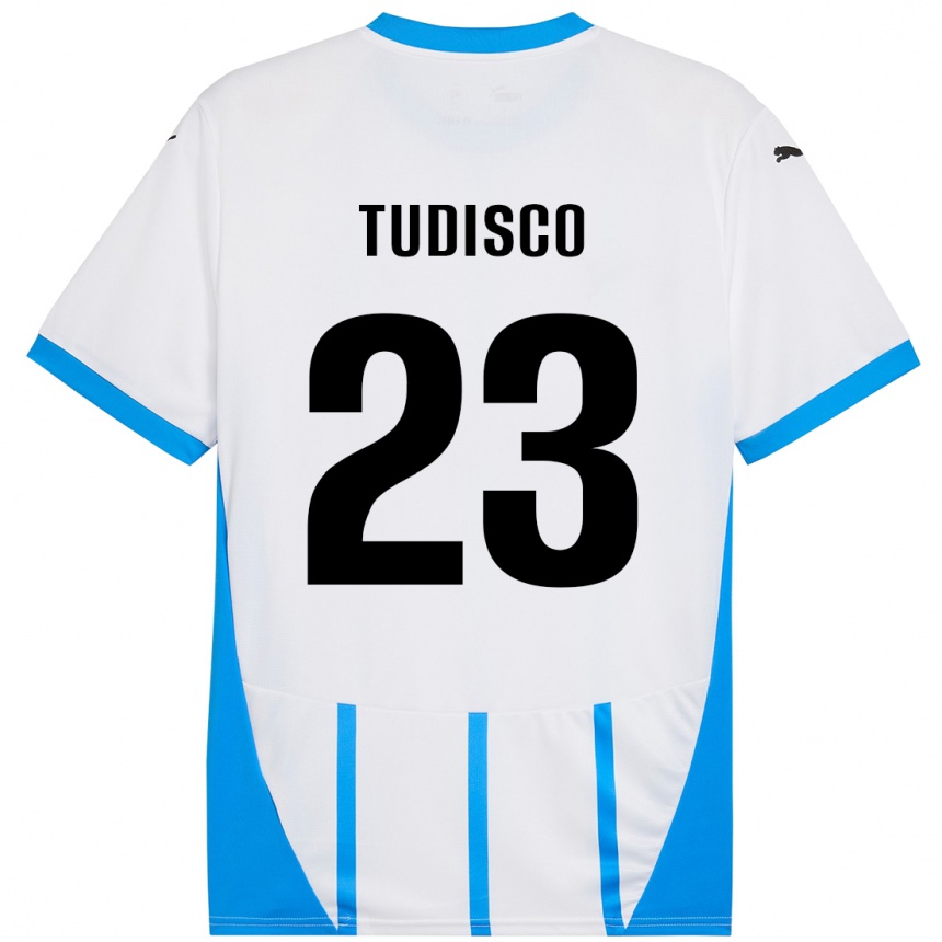 Kids Football Giorgia Tudisco #23 White Blue Away Jersey 2024/25 T-Shirt Za