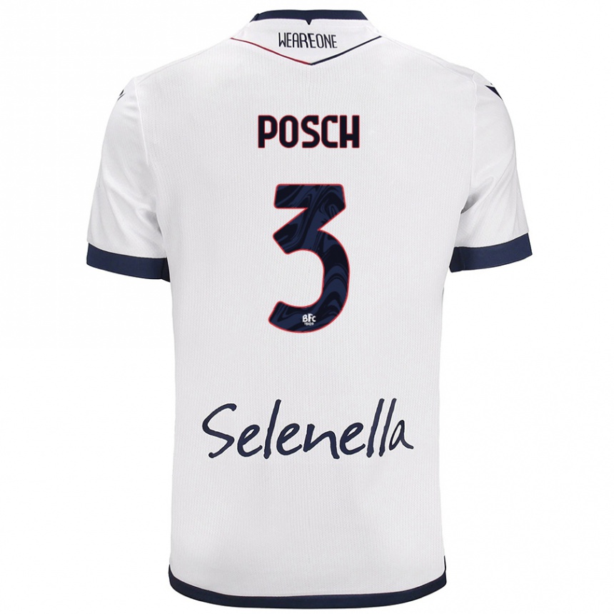 Kids Football Stefan Posch #3 White Royal Blue Away Jersey 2024/25 T-Shirt Za