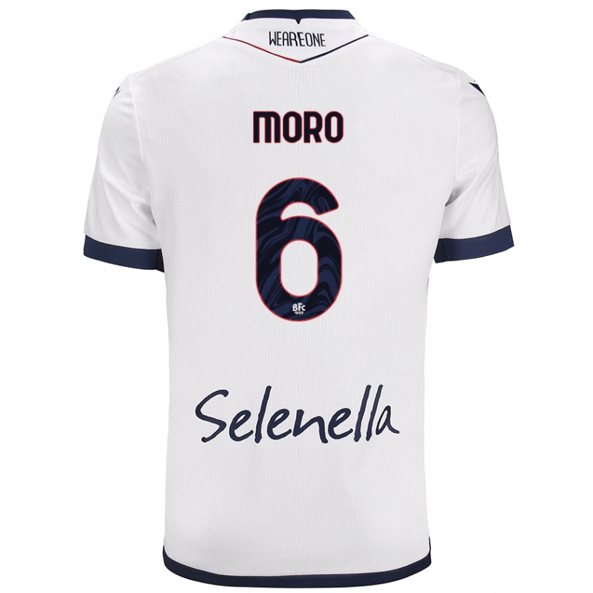 Kids Football Nikola Moro #6 White Royal Blue Away Jersey 2024/25 T-Shirt Za