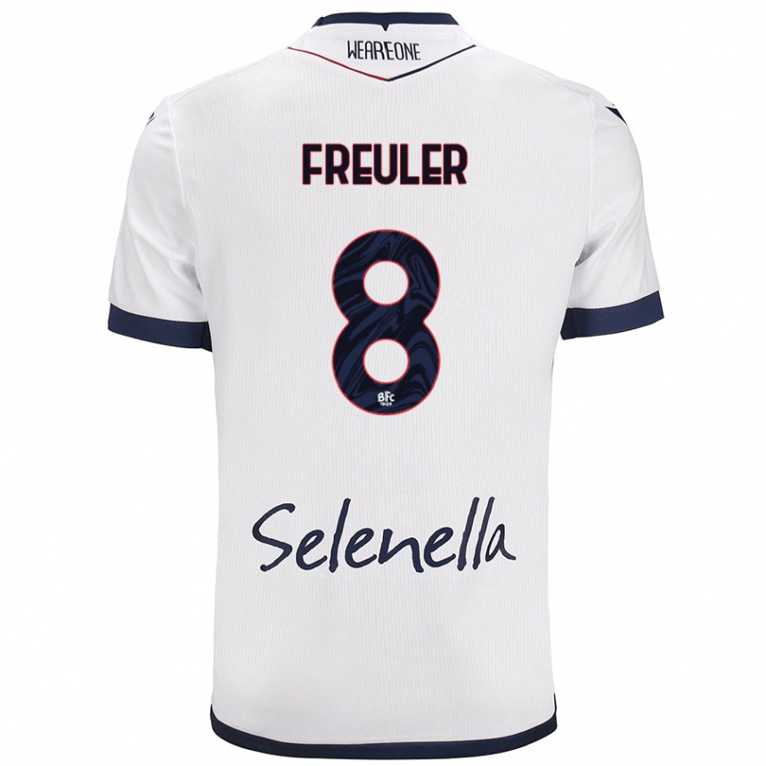 Kids Football Remo Freuler #8 White Royal Blue Away Jersey 2024/25 T-Shirt Za