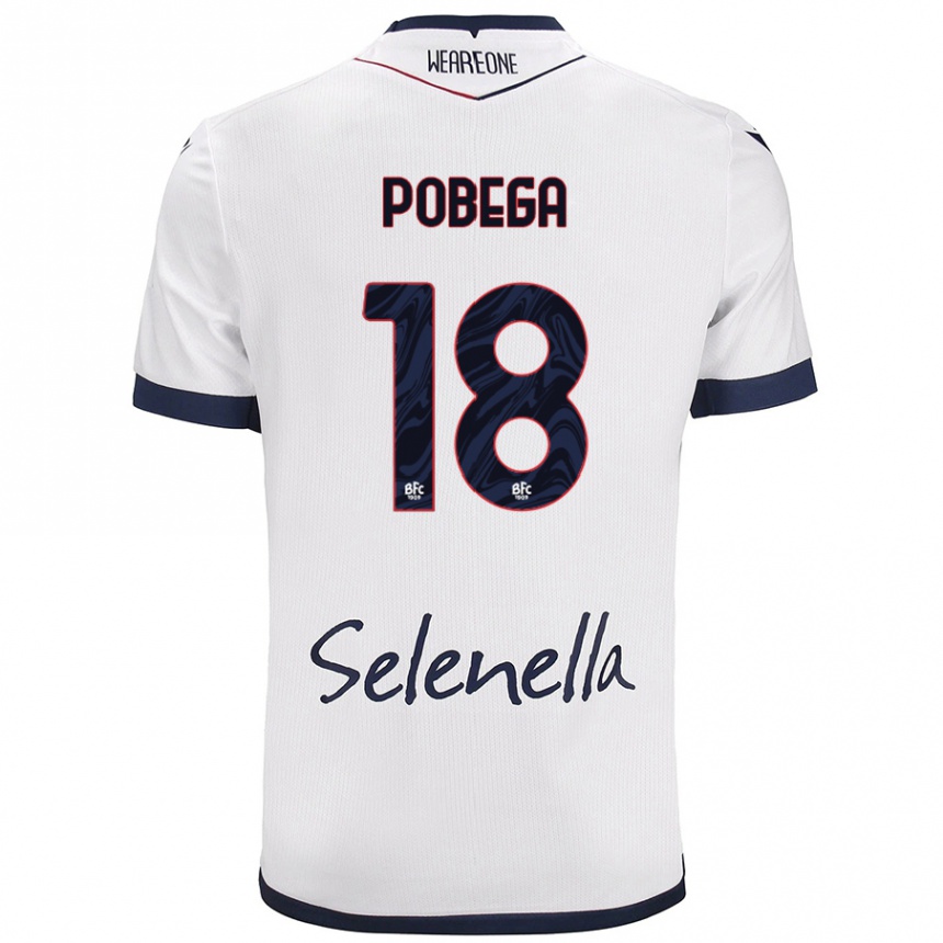 Kids Football Tommaso Pobega #18 White Royal Blue Away Jersey 2024/25 T-Shirt Za