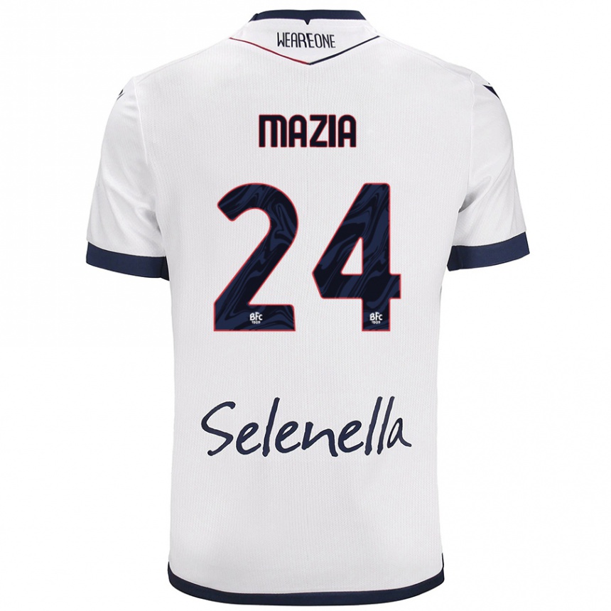 Kids Football Andrea Mazia #24 White Royal Blue Away Jersey 2024/25 T-Shirt Za