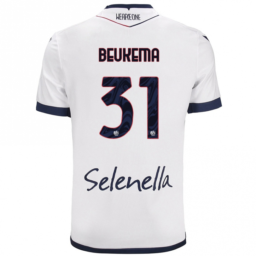 Kids Football Sam Beukema #31 White Royal Blue Away Jersey 2024/25 T-Shirt Za