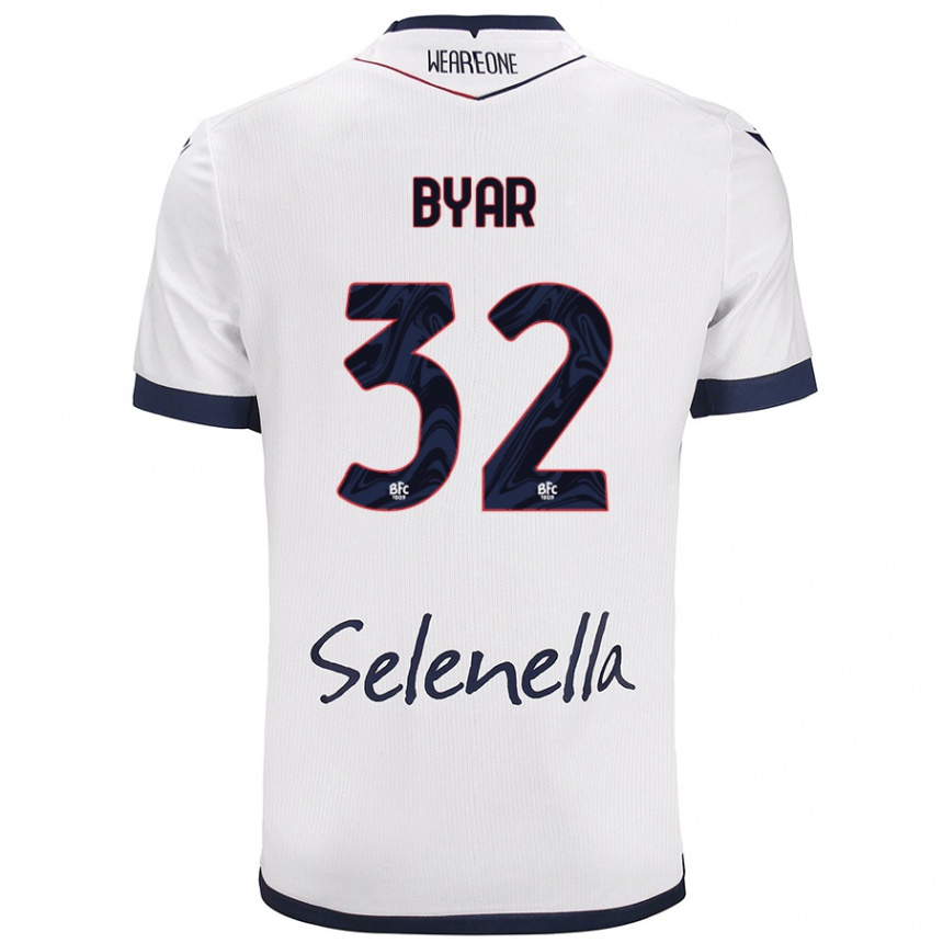 Kids Football Naïm Byar #32 White Royal Blue Away Jersey 2024/25 T-Shirt Za