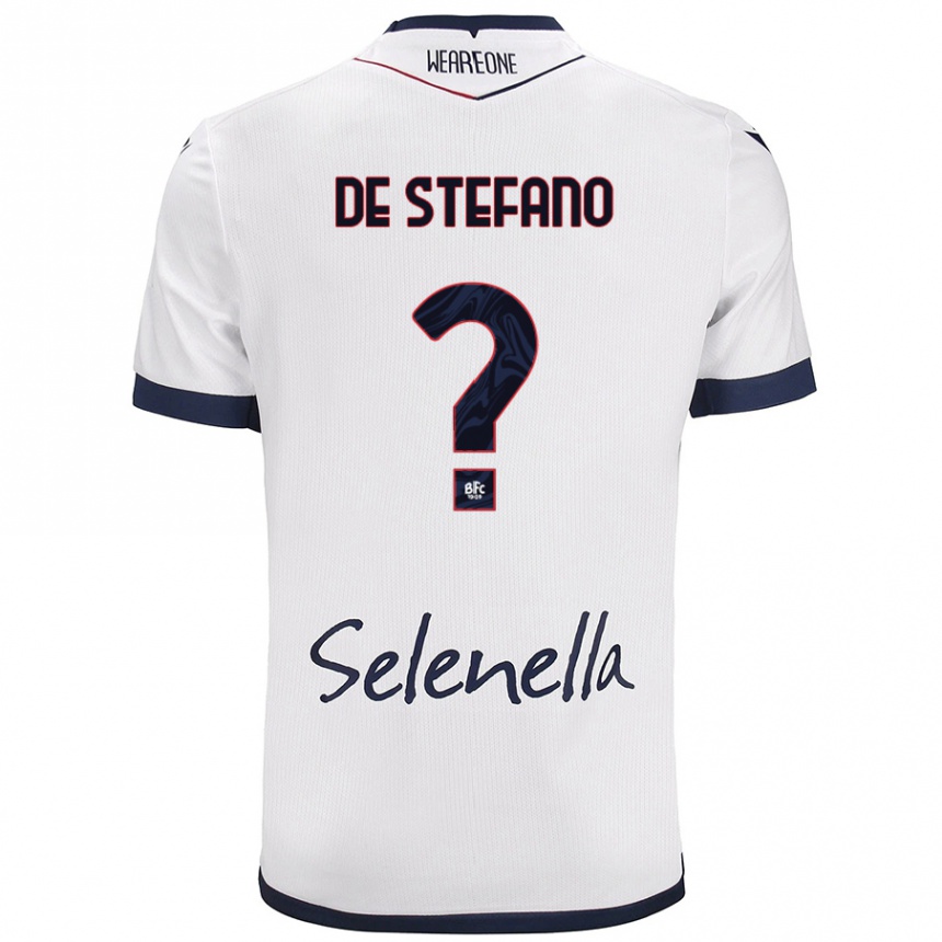 Kids Football Nicolò De Stefano #0 White Royal Blue Away Jersey 2024/25 T-Shirt Za