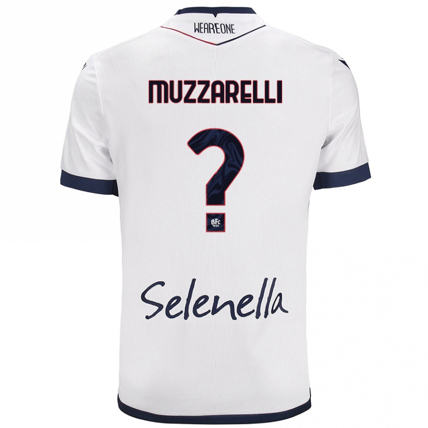 Kids Football Lorenzo Muzzarelli #0 White Royal Blue Away Jersey 2024/25 T-Shirt Za