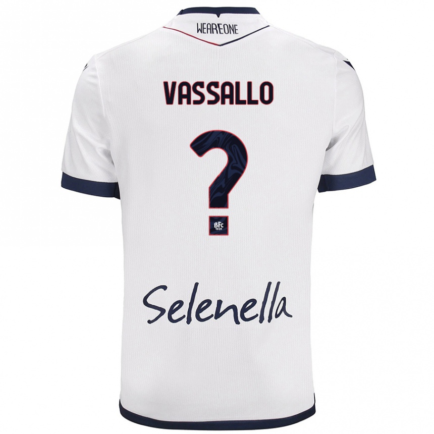 Kids Football Giacomo Vassallo #0 White Royal Blue Away Jersey 2024/25 T-Shirt Za