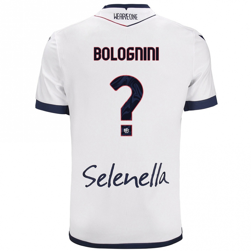 Kids Football Andrea Bolognini #0 White Royal Blue Away Jersey 2024/25 T-Shirt Za