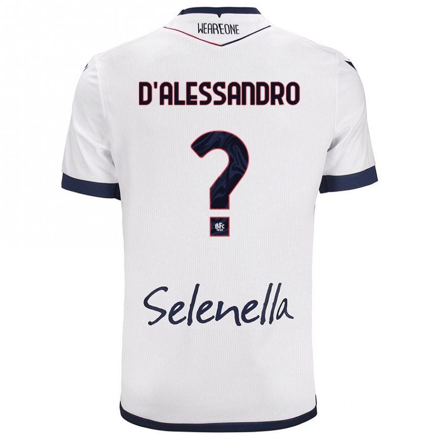 Kids Football Giuliano D'alessandro #0 White Royal Blue Away Jersey 2024/25 T-Shirt Za