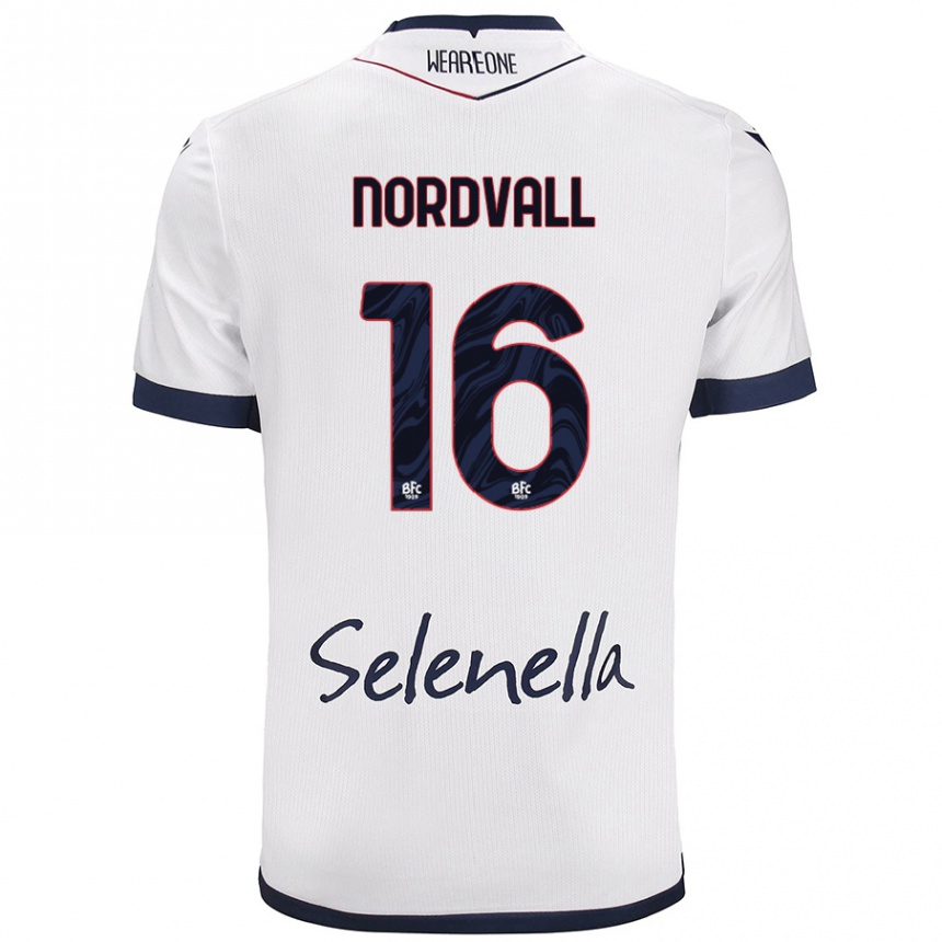 Kids Football Ossian Nordvall #16 White Royal Blue Away Jersey 2024/25 T-Shirt Za