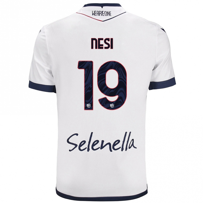 Kids Football Luca Nesi #19 White Royal Blue Away Jersey 2024/25 T-Shirt Za