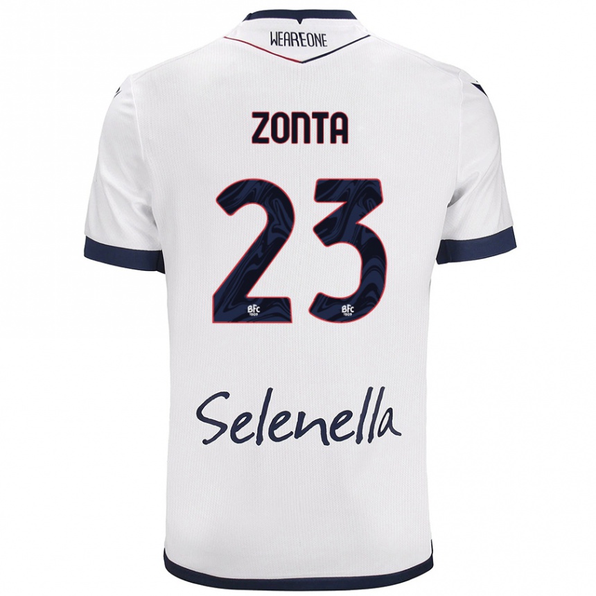 Kids Football Alessandro Zonta #23 White Royal Blue Away Jersey 2024/25 T-Shirt Za