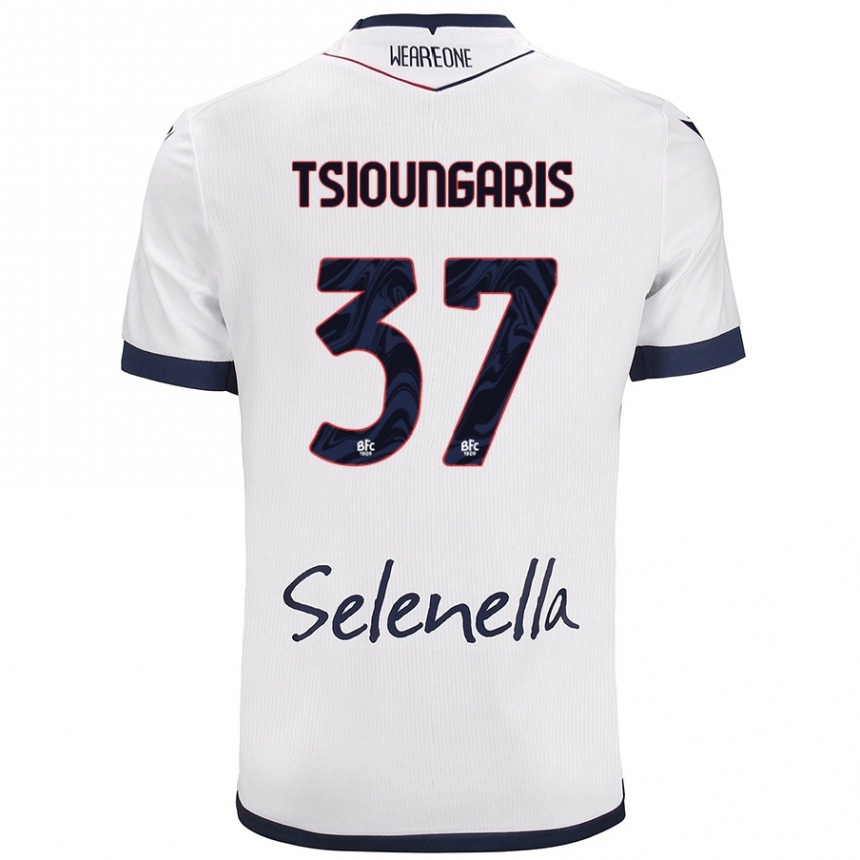 Kids Football Theodoros Tsioungaris #37 White Royal Blue Away Jersey 2024/25 T-Shirt Za