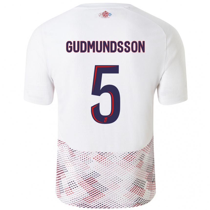 Kids Football Gabriel Gudmundsson #5 White Royal Blue Away Jersey 2024/25 T-Shirt Za