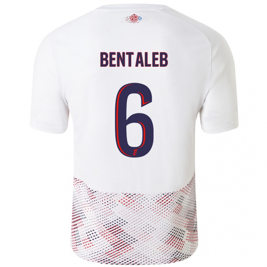 Kids Football Nabil Bentaleb #6 White Royal Blue Away Jersey 2024/25 T-Shirt Za