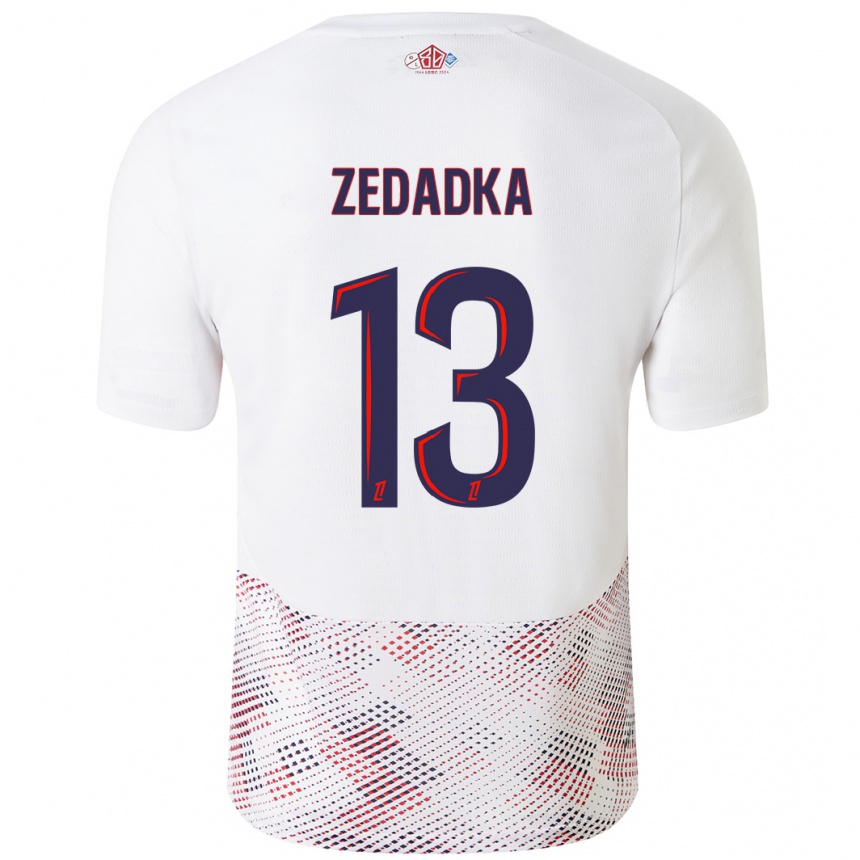 Kids Football Akim Zedadka #13 White Royal Blue Away Jersey 2024/25 T-Shirt Za